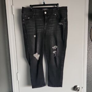 Torrid Charcoal Distressed Cropped Jeans